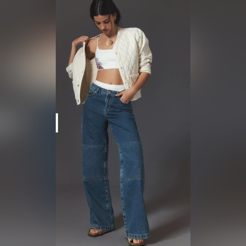 Outland Denim Bianca Mid‑Rise Wide‑Leg Jeans • Organic Cotton • Size 32